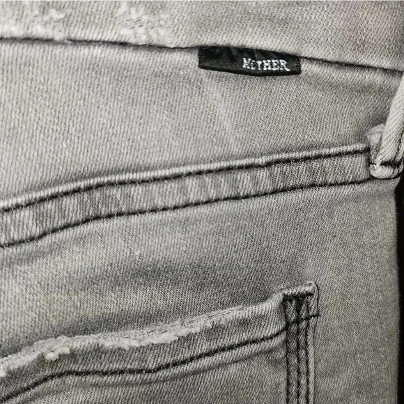 MOTHER Looker Ankle Fray Skinny Stretch Gray Denim Jeans Distressed 25 or 26 - Picture 4 of 11